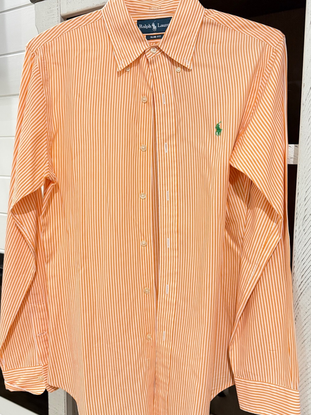 Ralph Lauren Orange and White Striped Button-Down Shirt